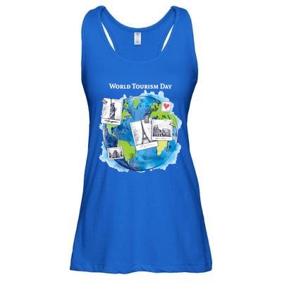 World Tourism Day Funny Gift Love To Travel Funny Gift World Globe Great Gift Ladies Essential Flowy Tank