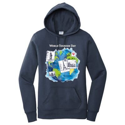 World Tourism Day Funny Gift Love To Travel Funny Gift World Globe Great Gift Women's Pullover Hoodie