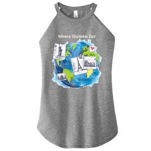 World Tourism Day Funny Gift Love To Travel Funny Gift World Globe Great Gift Women's Perfect Tri Rocker Tank