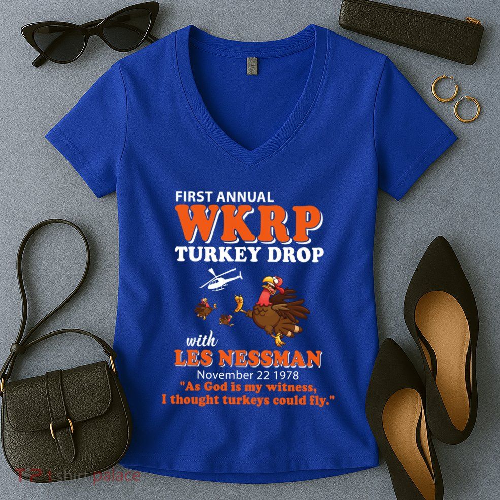 WKRP Thanksgiving Day Turkey Drop Women's V-Neck T-Shirt