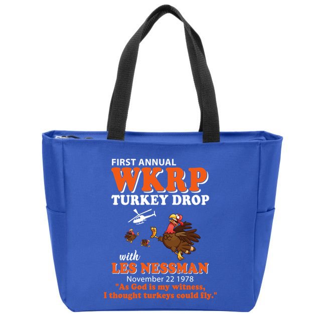WKRP Thanksgiving Day Turkey Drop Zip Tote Bag