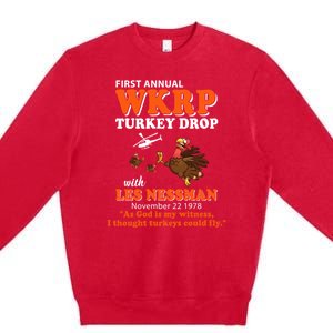 WKRP Thanksgiving Day Turkey Drop Premium Crewneck Sweatshirt