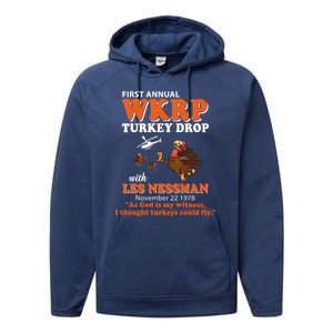 WKRP Thanksgiving Day Turkey Drop Performance Fleece Hoodie