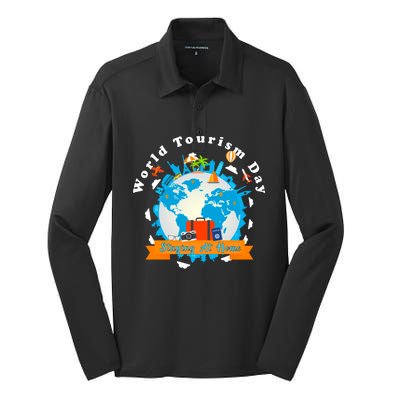 World Tourism Day Staying At Home Gift Silk Touch Performance Long Sleeve Polo