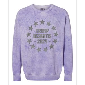 Wo Trump DeSantis 2024 Distressed Stars Premium Colorblast Crewneck Sweatshirt