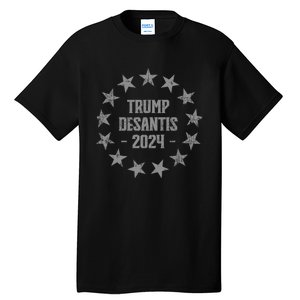 Wo Trump DeSantis 2024 Distressed Stars Premium Tall T-Shirt