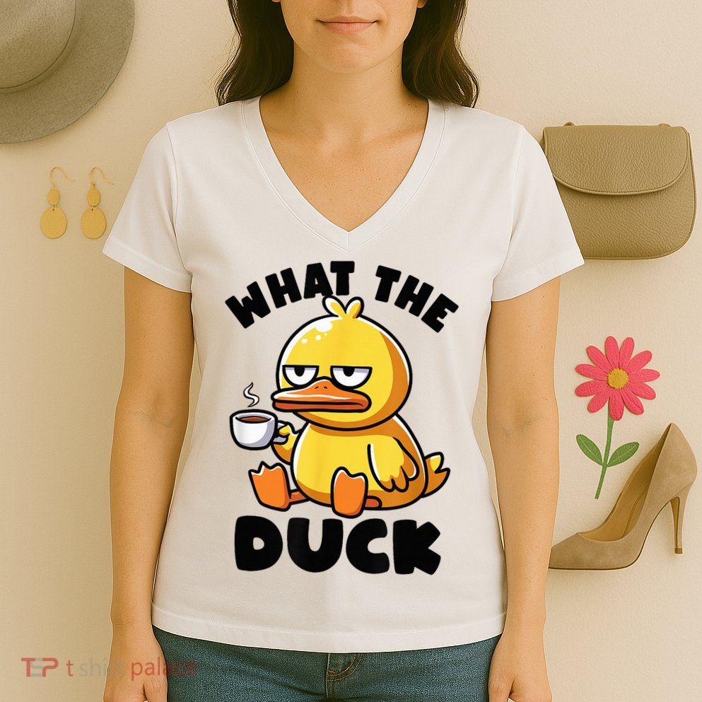 What The Duck Owner I Love Ducks Lover Funny Rubber Duck Women's V-Neck T-Shirt