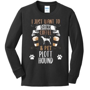 Want To Drink Coffee And Pet Plott Hound Dog Lover Zip Hoodie Kids Long Sleeve Shirt