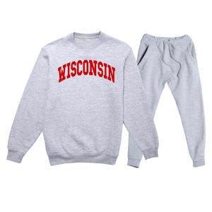 Wisconsin Throwback Design Classic Premium Crewneck Sweatsuit Set