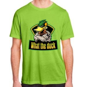 What The Duck Funny Duck Pun Funny Puns Duck Gamer Video Games Adult ChromaSoft Performance T-Shirt