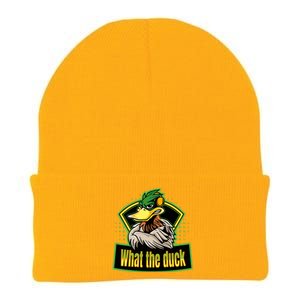 What The Duck Funny Duck Pun Funny Puns Duck Gamer Video Games Knit Cap Winter Beanie