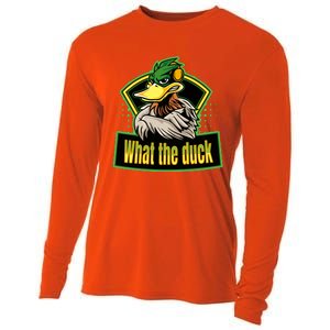 What The Duck Funny Duck Pun Funny Puns Duck Gamer Video Games Cooling Performance Long Sleeve Crew