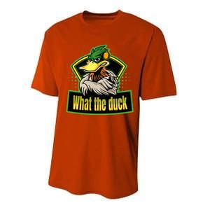 What The Duck Funny Duck Pun Funny Puns Duck Gamer Video Games Performance Sprint T-Shirt