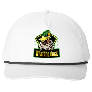 What The Duck Funny Duck Pun Funny Puns Duck Gamer Video Games Snapback Five-Panel Rope Hat