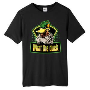 What The Duck Funny Duck Pun Funny Puns Duck Gamer Video Games Tall Fusion ChromaSoft Performance T-Shirt