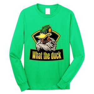 What The Duck Funny Duck Pun Funny Puns Duck Gamer Video Games Long Sleeve Shirt