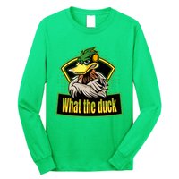 What The Duck Funny Duck Pun Funny Puns Duck Gamer Video Games Long Sleeve Shirt