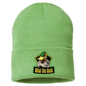 What The Duck Funny Duck Pun Funny Puns Duck Gamer Video Games Sustainable Knit Beanie