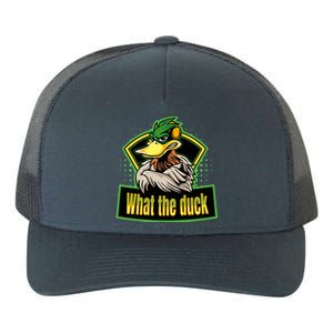 What The Duck Funny Duck Pun Funny Puns Duck Gamer Video Games Yupoong Adult 5-Panel Trucker Hat