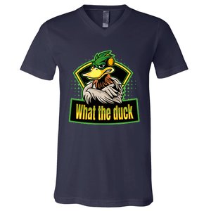 What The Duck Funny Duck Pun Funny Puns Duck Gamer Video Games V-Neck T-Shirt