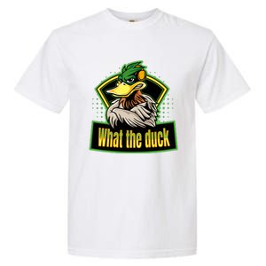 What The Duck Funny Duck Pun Funny Puns Duck Gamer Video Games Garment-Dyed Heavyweight T-Shirt