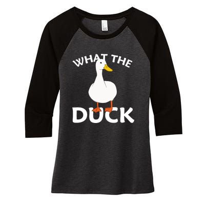 What The Duck Funny Ducks Women's Tri-Blend 3/4-Sleeve Raglan Shirt