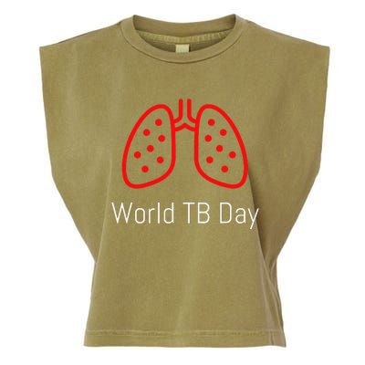 World TB Day Tuberculosis Awareness With Red Lungs Garment-Dyed Women's Muscle Tee