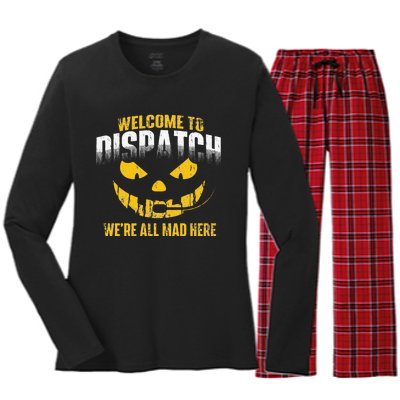 Welcome To Dispatch 911 Dispatcher Police Emergency Women's Long Sleeve Flannel Pajama Set 