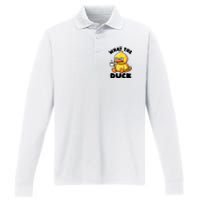 What The Duck Owner I Love Ducks Lover Funny Rubber Duck Performance Long Sleeve Polo