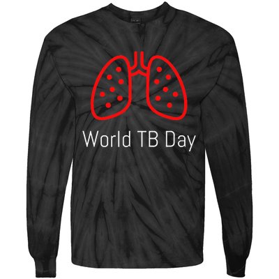 World TB Day Tuberculosis Awareness with Red Lungs Tie-Dye Long Sleeve Shirt