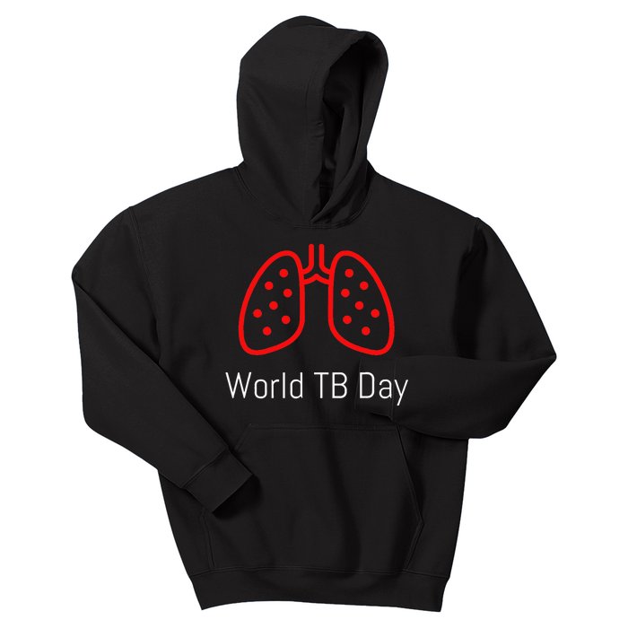 World TB Day Tuberculosis Awareness with Red Lungs Kids Hoodie