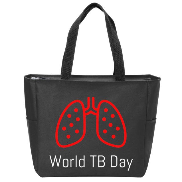 World TB Day Tuberculosis Awareness with Red Lungs Zip Tote Bag