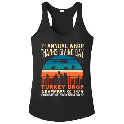 WKRP Turkey Drop 1978 Ladies PosiCharge Competitor Racerback Tank