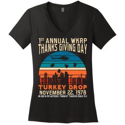 WKRP Turkey Drop 1978 Women's V-Neck T-Shirt