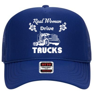 Wo Trucker Driver Semigifttruck Big Rig 2 Cute Gift High Crown Mesh Back Trucker Hat