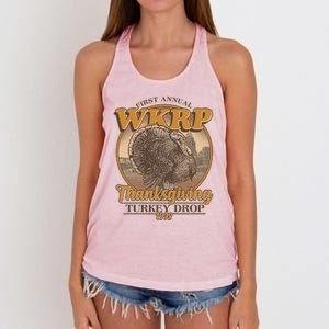 WKRP Turkey Drop 1978 Women's Knotted Racerback Tank