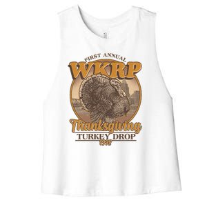 WKRP Turkey Drop 1978 Women's Racerback Cropped Tank