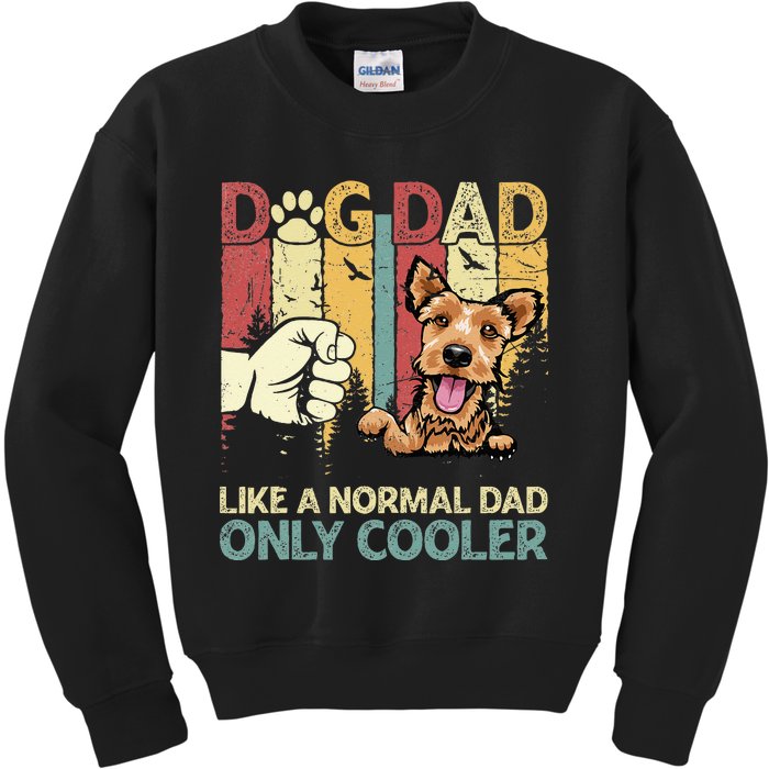 Welsh Terrier Dad Like A Normal Dad Only Cooler Retro Kids Sweatshirt