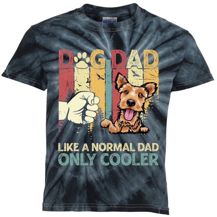 Welsh Terrier Dad Like A Normal Dad Only Cooler Retro Kids Tie-Dye T-Shirt