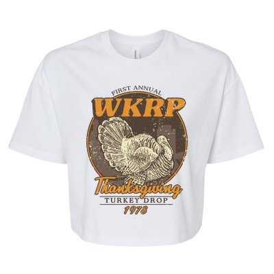 Wkrp Turkey Drop Bella+Canvas Jersey Crop Tee