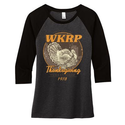 Wkrp Turkey Drop Women's Tri-Blend 3/4-Sleeve Raglan Shirt