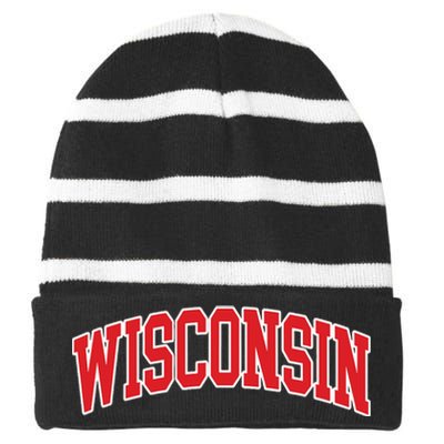 Wisconsin Throwback Design Classic Striped Beanie with Solid Band