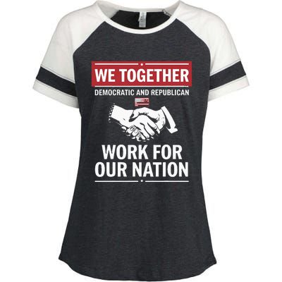 We Together Democratic And Republican Work For Our Nation Enza Ladies Jersey Colorblock Tee