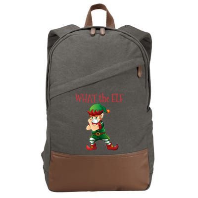 What The Elf Vaccinated Elf Funny Gift Cotton Canvas Backpack