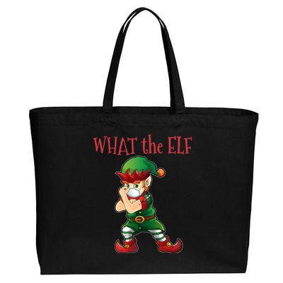 What The Elf Vaccinated Elf Funny Gift Cotton Canvas Jumbo Tote