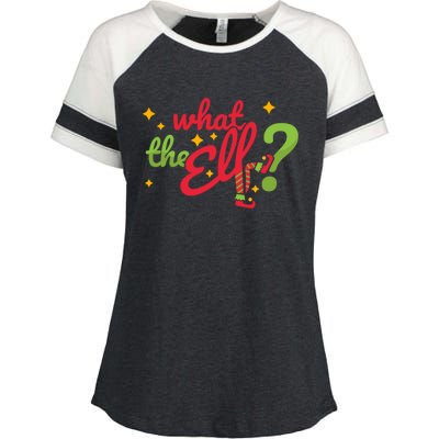 What The Elf? Funny Humor Family Christmas Meaningful Gift Enza Ladies Jersey Colorblock Tee