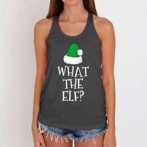 What The Elf Family Funny Christmas Gift Cool Gift Women's Knotted Racerback Tank