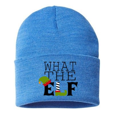 What The Elf Funny Christmas Festive Graphic Holiday Gift Sustainable Knit Beanie