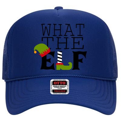 What The Elf Funny Christmas Festive Graphic Holiday Gift High Crown Mesh Back Trucker Hat