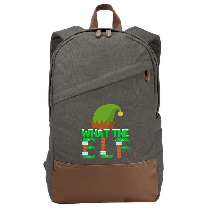 What The Elf Funny Family Matching Christmas Cute Gift Cotton Canvas Backpack